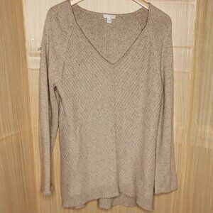 J. Jill Womens Oatmeal Lagan Look Oversized Textured Sweater Small